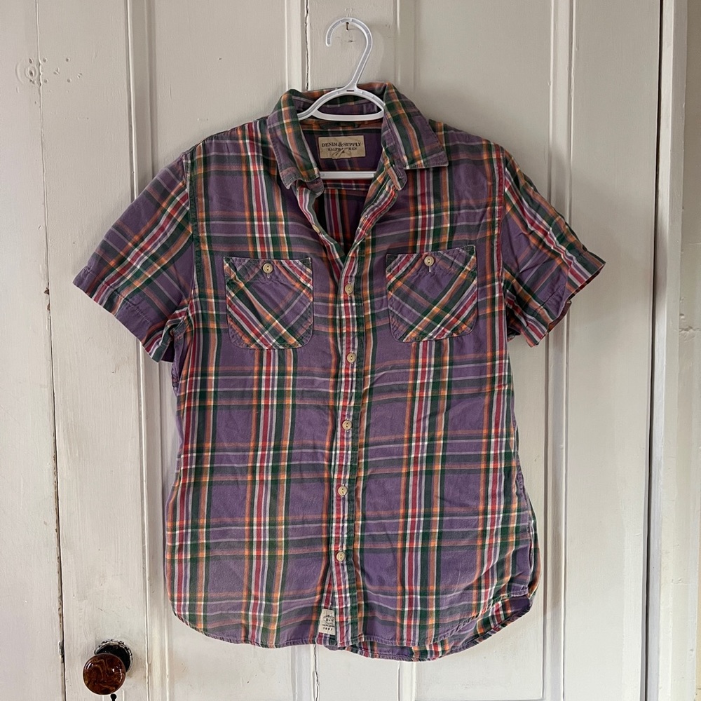 Denim and Supply Button Down Short Sleeve Flannel shirt Size Large
